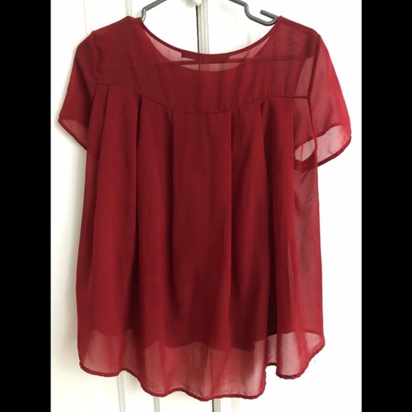 Massimo Dutti - Red See-Through Top - Size M - Picture 3 of 3